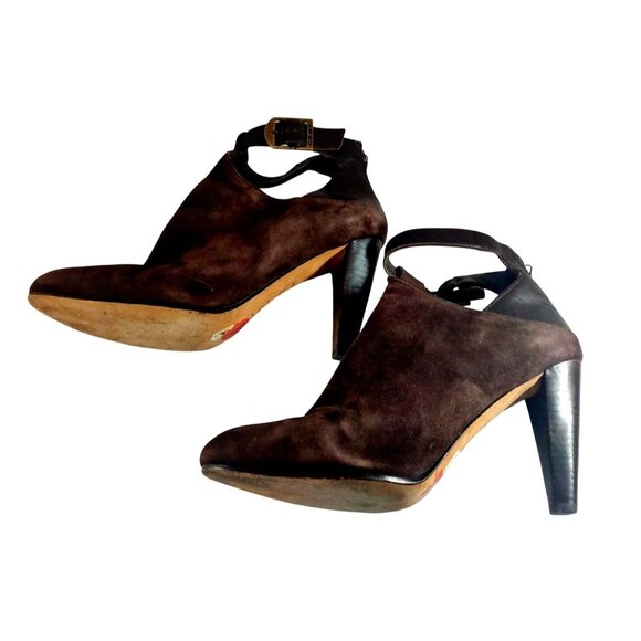 DKNY Women's Size 11 Brown Suede & Leather Ankle Boots With Back Zipper Closure - Picture 10 of 10